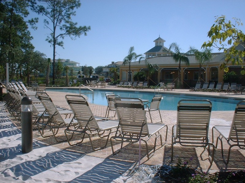 pool loungers by restaurant at Bahama Bay Resort & Spa Orlando Florida
