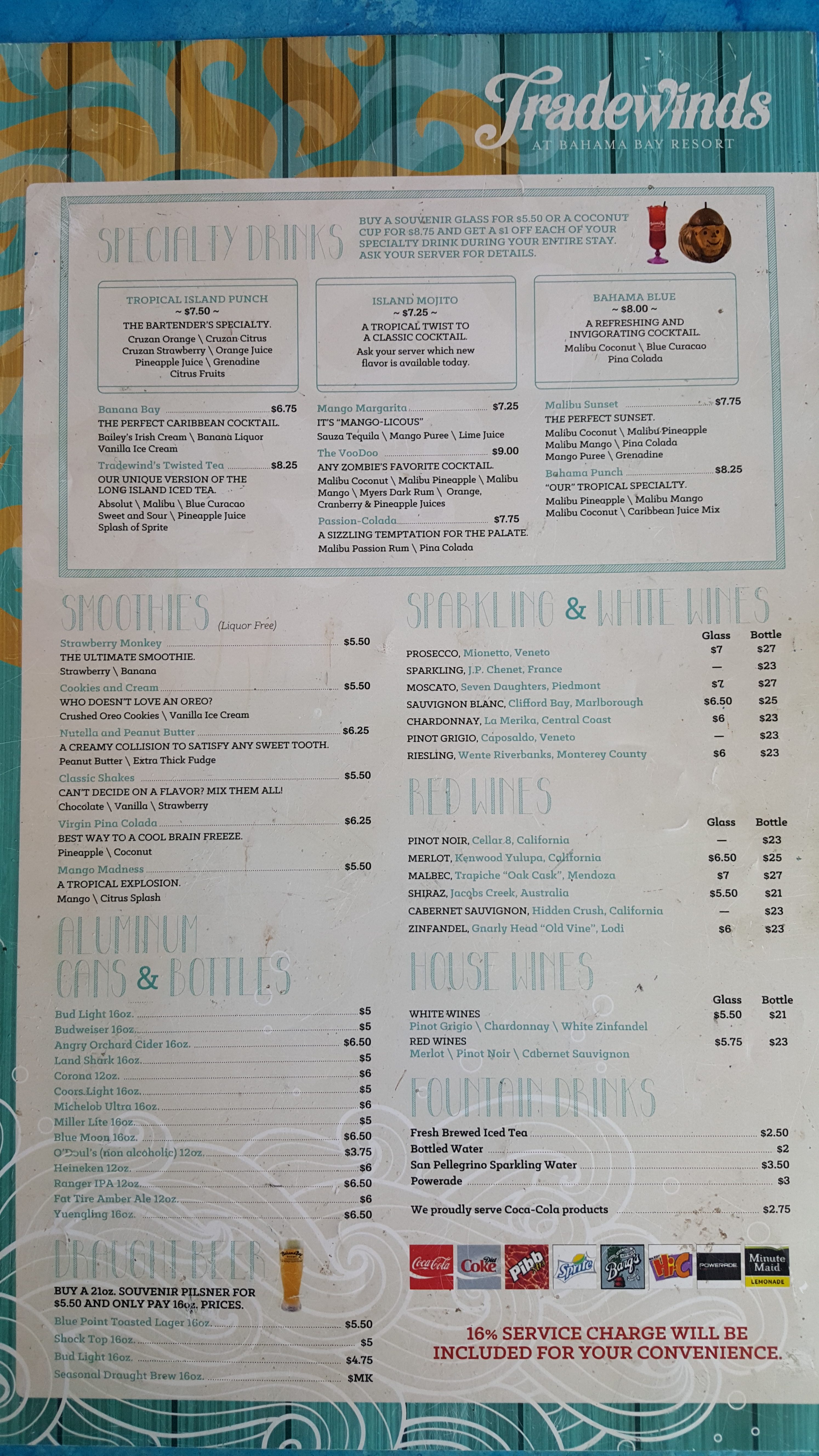 Tradewinds Restaurant Menu Drinks