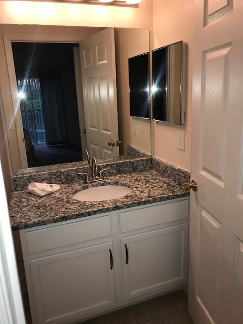 Master bathroom with new granite counter, undermount sink, new faucet, new cabinet